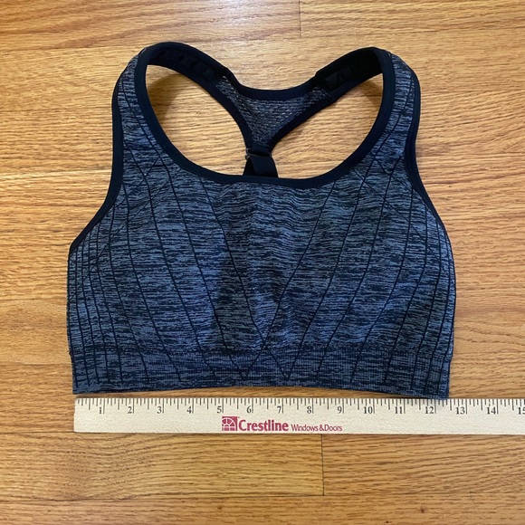 Avia Sports Bra Women’s Large 12/14 Black Gray  Marled Racerback Athletic Gym - Picture 5 of 6